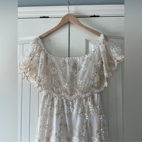 Baltic Born Strapless Cream Floral Dress - Picture 4 of 6